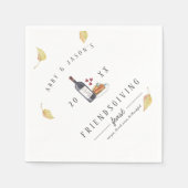 パイを食べろ、ワインを飲め、感謝しろ ｜ 感謝祭 スタンダードカクテルナプキン (正面)