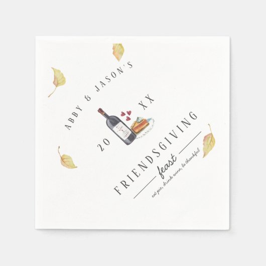 パイを食べろ、ワインを飲め、感謝しろ ｜ 感謝祭 スタンダードカクテルナプキン (正面)