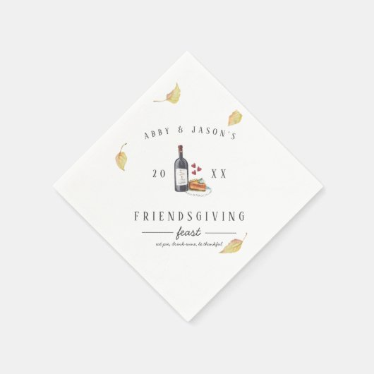 パイを食べろ、ワインを飲め、感謝しろ ｜ 感謝祭 スタンダードカクテルナプキン (角)