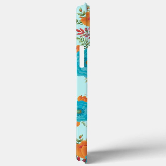 パイオニアティール(緑がかった色)コーラルモノグラムiPhone 13 Pro Maxケース Case-Mate iPhoneケース (裏面 / 右)