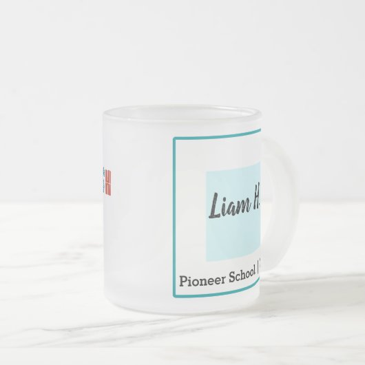 パイオニアパーソナライズされたスクールフロストマグカップ フロストグラスマグカップ (正面右)