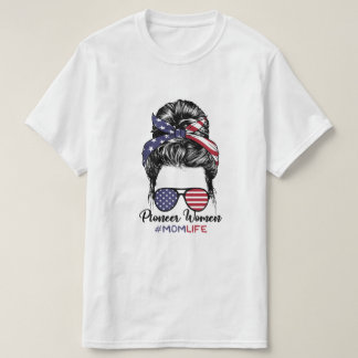 パイオニア女性母ライフ乱雑バンアメリカサングラス Tシャツ