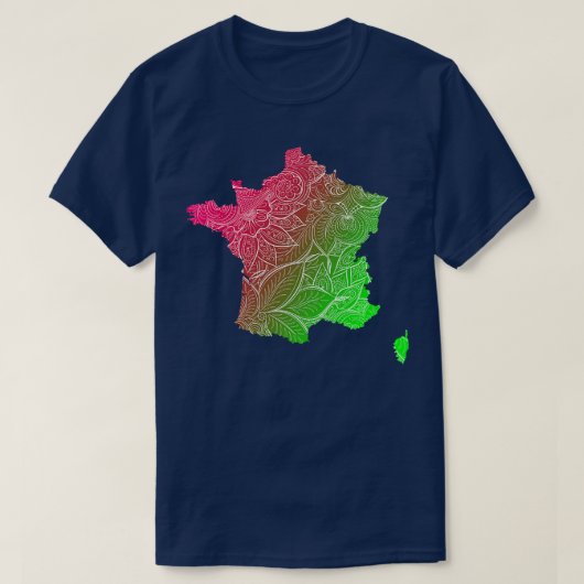 パイカラフルの文字を持つフランスのマンダラ美術地図 Tシャツ (デザイン正面)