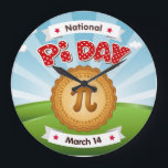 パイカラフルプ日 ラージ壁時計<br><div class="desc">パイ祝日数学定数pi (π)。3月14日または3月14日(π3.14の最初の3桁)。新鮮な甘いパイ食べがたくさん焼いた言い訳だ。パイ忘れをやめて!</div>