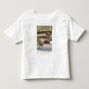 パイクの場所のSeattleFishのトスそして青銅のブタ トドラーTシャツ