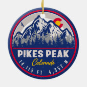 パイクピークコロラドマウンテンキャンピングハイキング セラミックオーナメント (裏面)