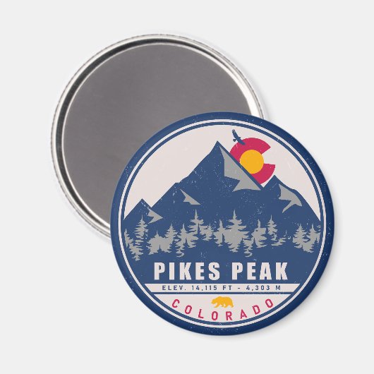 パイクピークコロラドレトロサンセットデミディアーズ マグネット (正面/裏面)