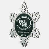 パイクピークパーソナライズされたコロラド春ズマウンテン スノーフレークピューターオーナメント (右)