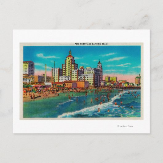 パイクフロントと入浴ビーチロングビーチ ポストカード (正面)