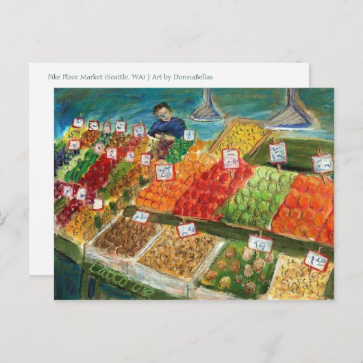 パイクプレイスの青果店のポストカード（シアトル） ポストカード (正面/裏面)