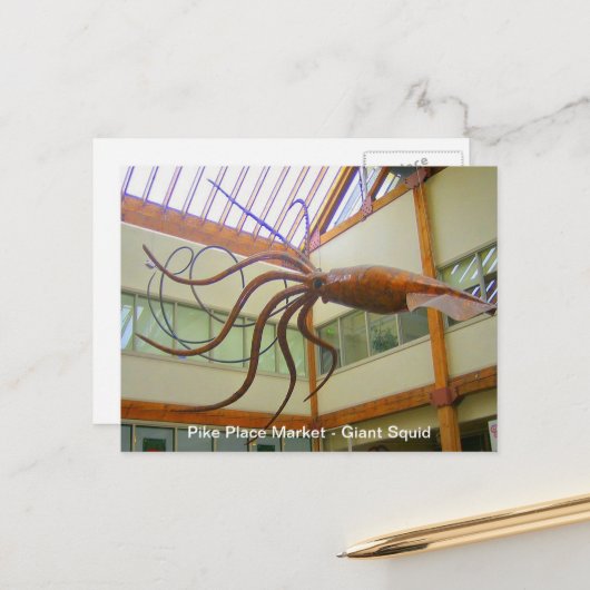 パイクプレイスパブリックマーケットの巨大なイイダコ シアトル、WA ポストカード (正面/裏面インサイチュ)