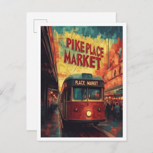 パイクプレイスマーケットシアトルワシントンUSAトラベル ポストカード (正面/裏面)