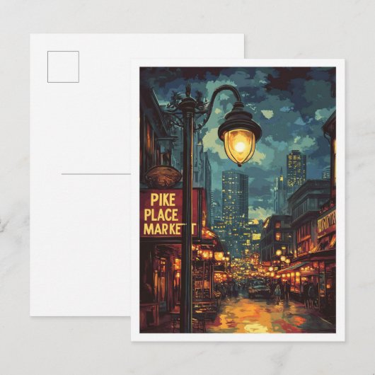 パイクプレイスマーケットシアトルワシントンUSAトラベル ポストカード (正面/裏面)