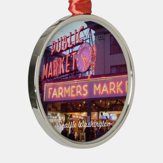 パイクプレースマーケットシアトルのクリスマス メタルオーナメント (右)