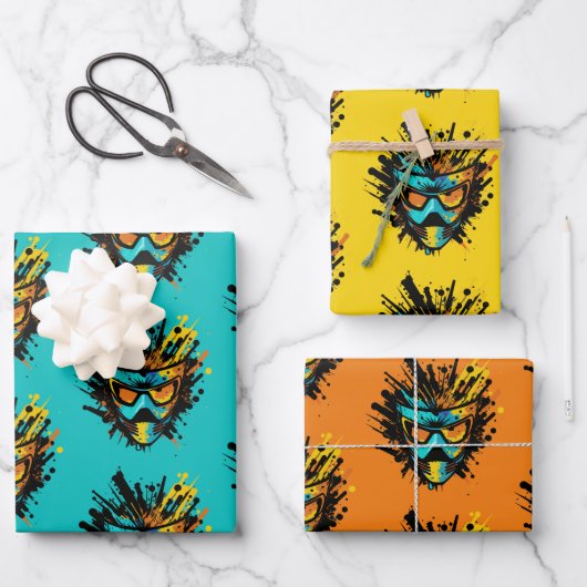 パイクールンカラフルボールマスクブラスト（ばちゃばちゃ）跳ねる ラッピングペーパーシート (正面)