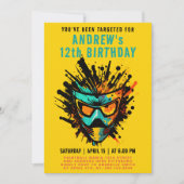 パイクールンカラフルボール(ばちゃばちゃ)跳ねるイエローパーティー 招待状 (正面)