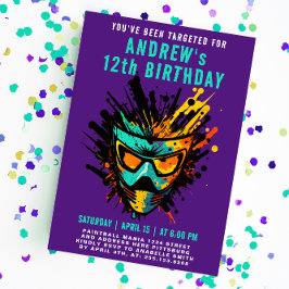 パイクールンカラフルボール（ばちゃばちゃ）跳ねるパープルパーティー 招待状