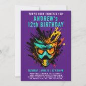 パイクールンカラフルボール（ばちゃばちゃ）跳ねるパープルパーティー 招待状 (正面)