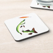 パイク魚釣りとフライフィッシング コースター (左側)