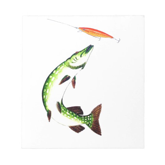 パイク魚釣りとフライフィッシング ノートパッド (正面)