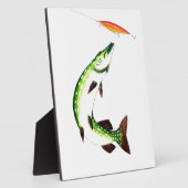 パイク魚釣りとフライフィッシング フォトプラーク (側面)