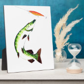 パイク魚釣りとフライフィッシング フォトプラーク (側面)