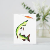 パイク魚釣りとフライフィッシング ポストカード (スタンド正面)