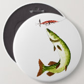 パイク魚釣りアングルギフト 缶バッジ (正面&裏面)