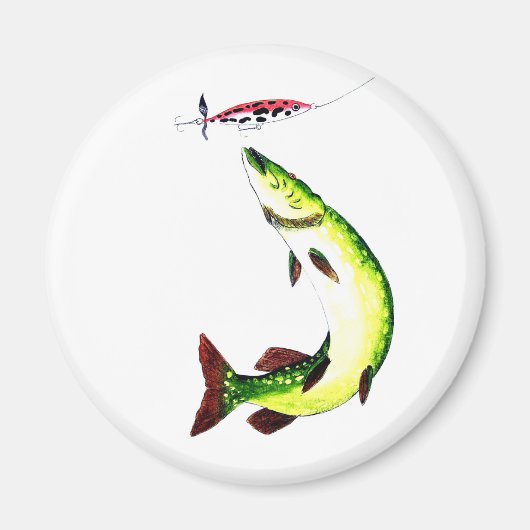 パイク魚釣り及びフライフィッシング磁石 マグネット (正面)