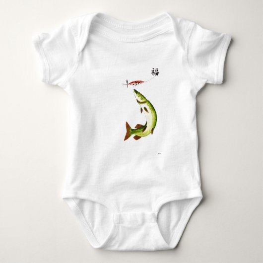 パイク魚釣り ベビーボディスーツ (正面)