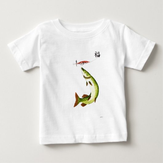 パイク魚釣り ベビーTシャツ (正面)