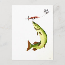 パイク魚釣り ポストカード