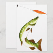 パイク魚釣り 便箋 (正面/裏面)