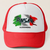 パイサンブラッシュストロイタリアンークのフラパーソナライズされたグ キャップ (正面)