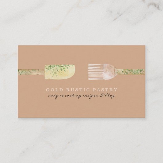 パイストリーユーカリ葉スプーン素朴な茶色 名刺 (正面)