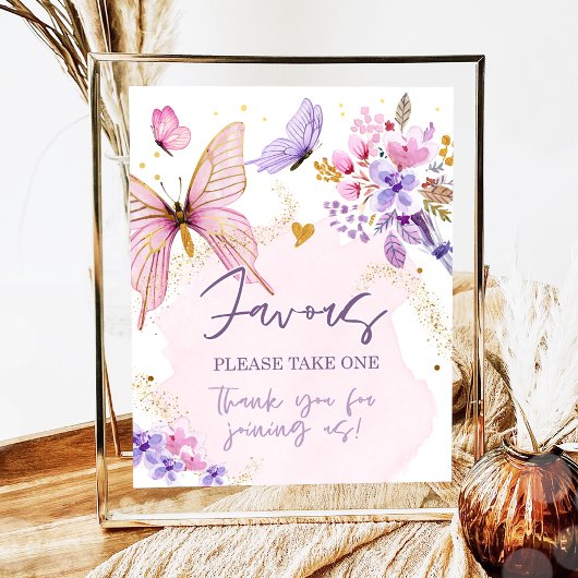 パイズバタフライフローラガーデンシャワー誕生日 ポスター