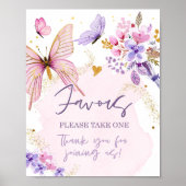 パイズバタフライフローラガーデンシャワー誕生日 ポスター