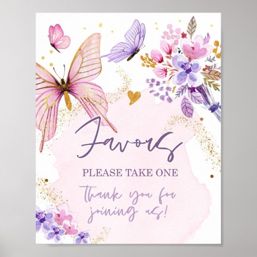 パイズバタフライフローラガーデンシャワー誕生日 ポスター (正面)