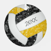 パイズフェザーフローラブラック金ゴールドバレーボール メタルオーナメント (裏面)