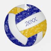 パイズフェザーフローラブルー金ゴールドバレーボール メタルオーナメント (裏面)