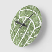パイズフェザー花セージ緑バレーボール ラウンド壁時計 (傾斜)