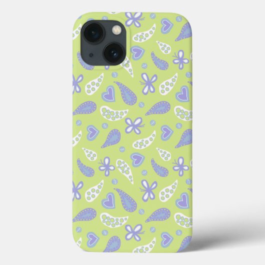 パイズリパープルとライムのバタフライとハート Case-Mate iPhoneケース (裏面)