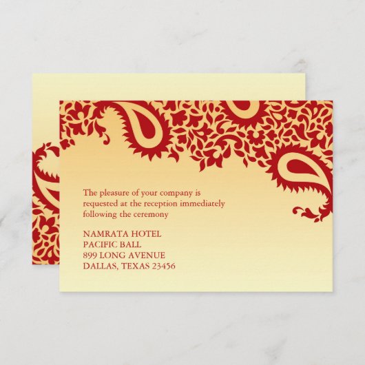 パイズリー インド スタイル 結婚式 レセプション フラット カード (正面/裏面)