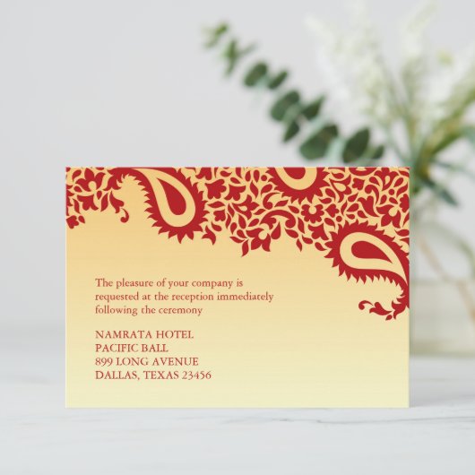 パイズリー インド スタイル 結婚式 レセプション フラット カード (スタンド正面)