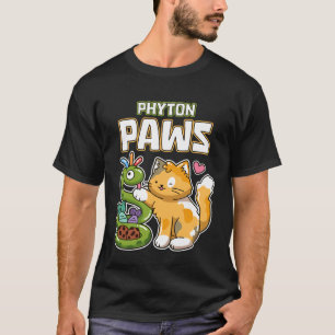 パイソン+肉球+面白い+猫+ヘビ+Python+プログラミング+開発者 Tシャツ