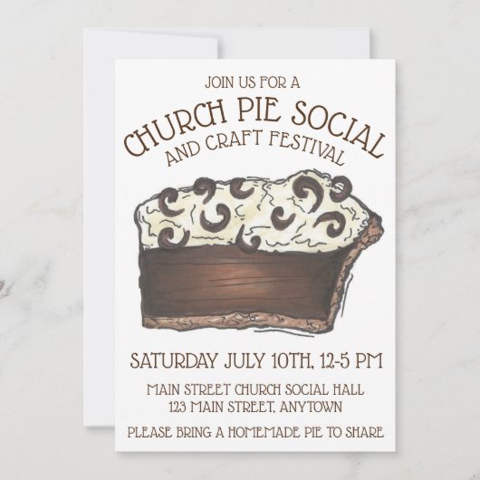 パイソーシャルパイ日パーティーデザートベイクセールスライス 招待状 (正面)