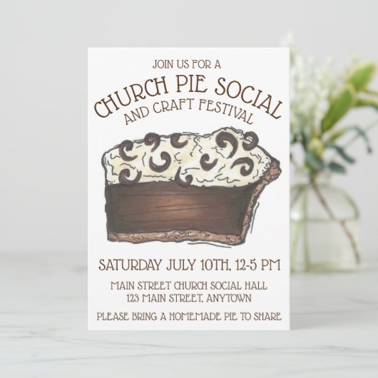 パイソーシャルパイ日パーティーデザートベイクセールスライス 招待状 (スタンド正面)