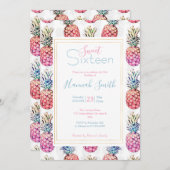 パイナカラフルップルと葉絵を描の白いパターン 招待状 (正面/裏面)