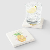 パイナップパーソナライズされたル ストーンコースター (横)