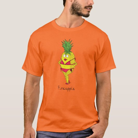 パイナップルおもしろいピンアップガールマンガ Tシャツ (正面)